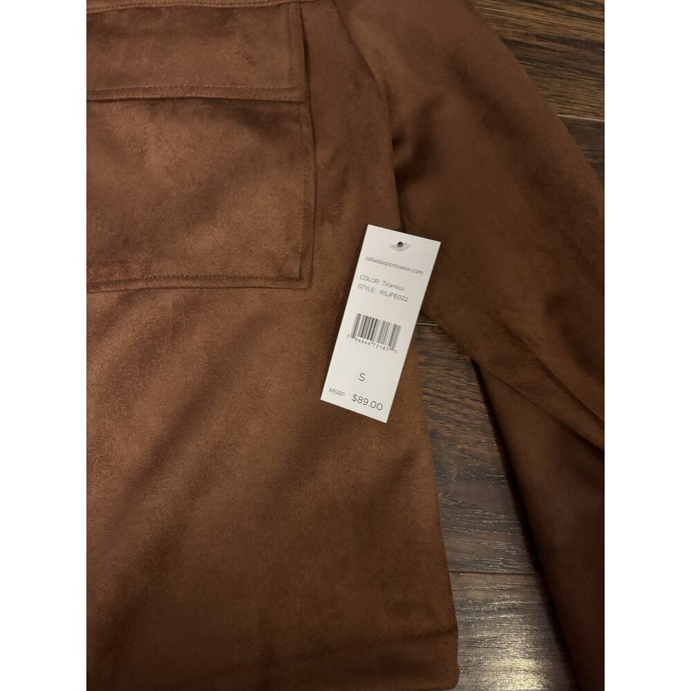Rafaella Tan Faux Suede Blazer Long Sleeve Jacket Pockets Women's S - Picture 2 of 4